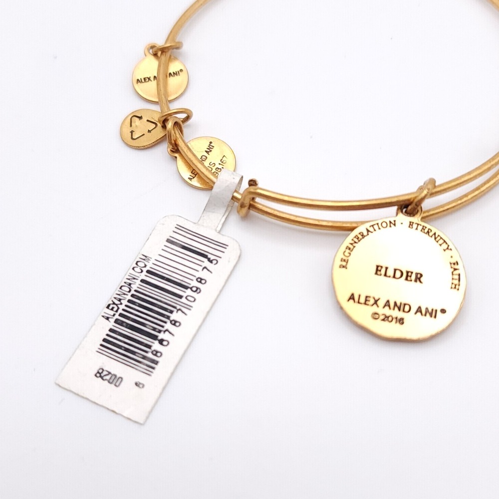 Alex & Ani Elder Charm Bracelet Women's Rafaelian Gold Expandable Bangle USA - Picture 5 of 8
